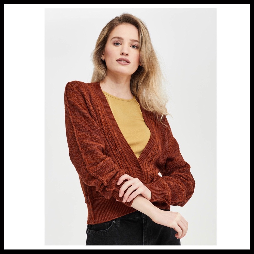 FREE PEOPLE BOHO CARDI CROPPED CARDIGAN A2C - Picture 12 of 16